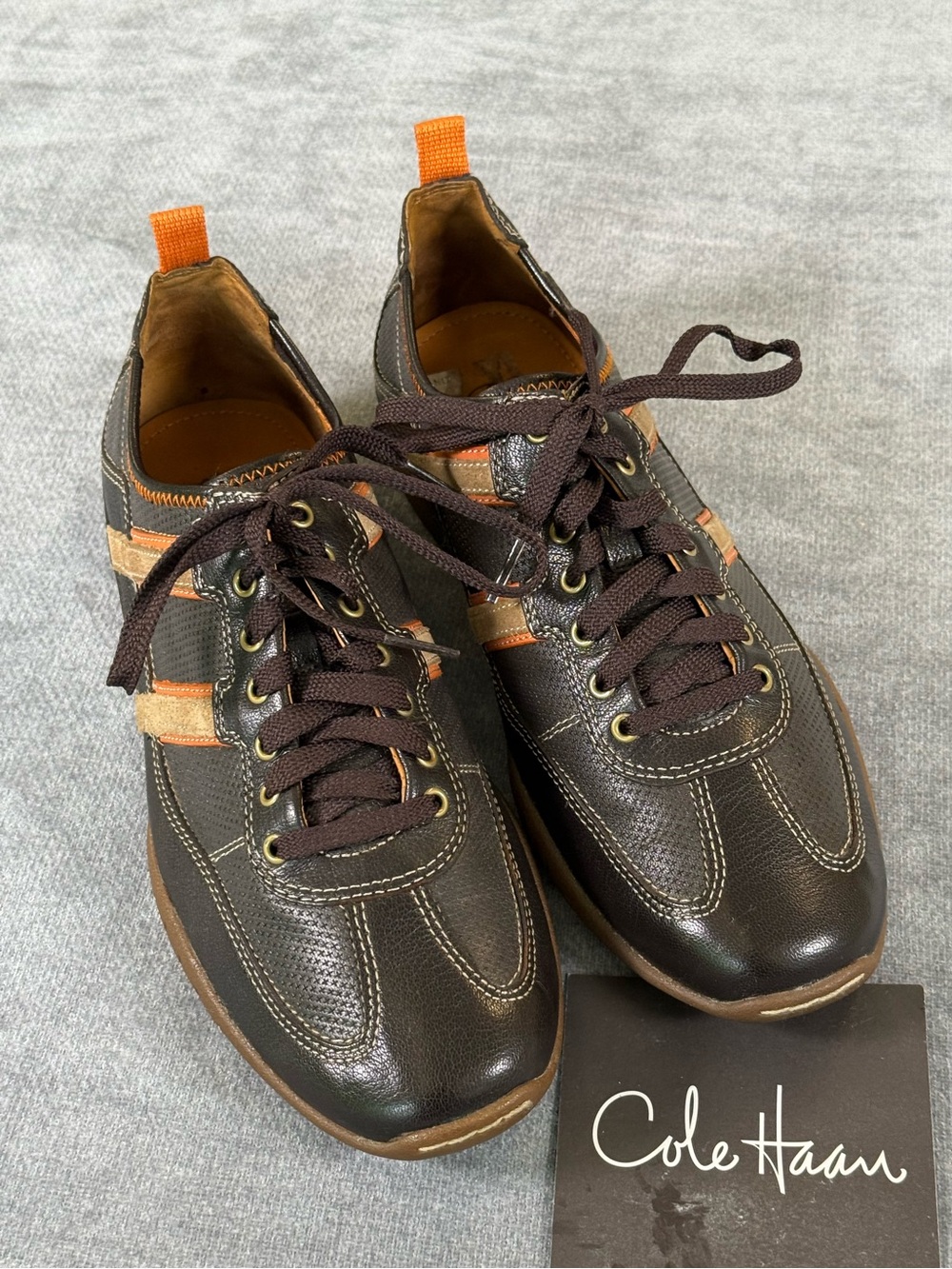 Cole Haan Nike Air Tread Slide Brown Leather Lace-Up Sneakers Shoes Men's Size 8